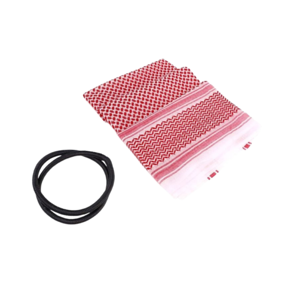 Premium Red & White Shemaq 58×58 with Black Iqal (Free Size)