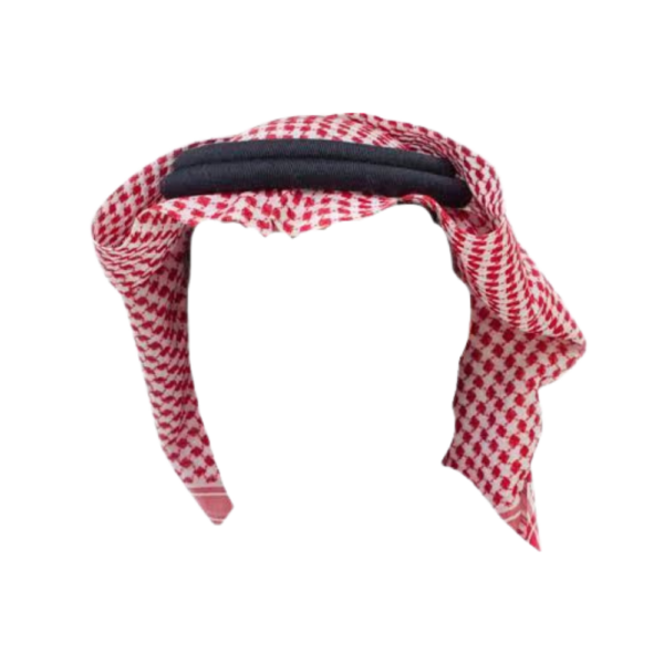 Premium Red & White Shemaq 58×58 with Black Iqal (Free Size)