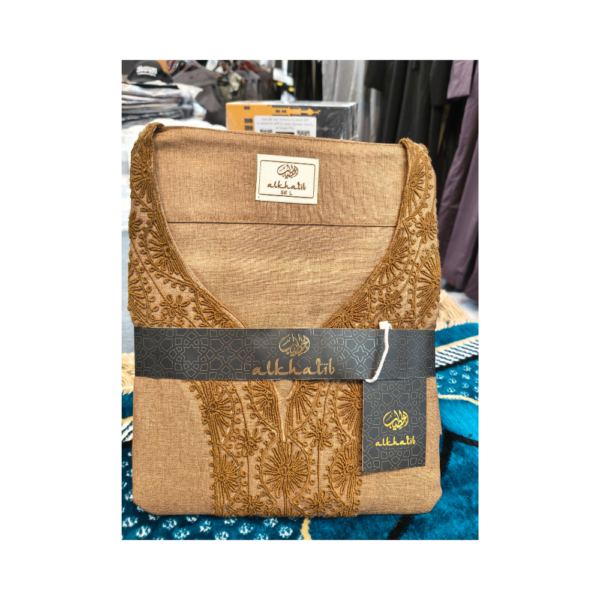 Al Khatib Moroccan Thobe – Desert Gold Embroidered Jubba