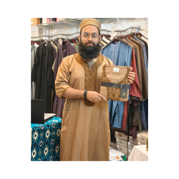 Al Khatib Moroccan Thobe – Desert Gold Embroidered Jubba
