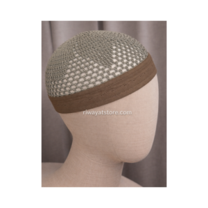 Premium Ash Olive Crochet Kufi Cap – Islamic Prayer Topi (Free Size)