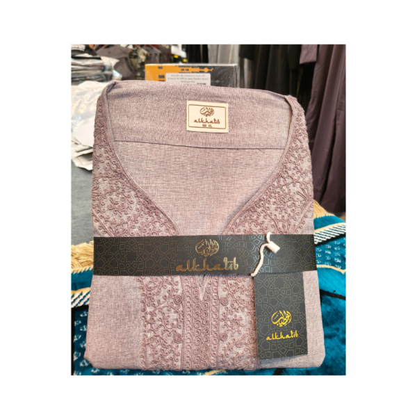 Al Khatib Moroccan Thobe – Dusty Mauve Embroidered Jubba