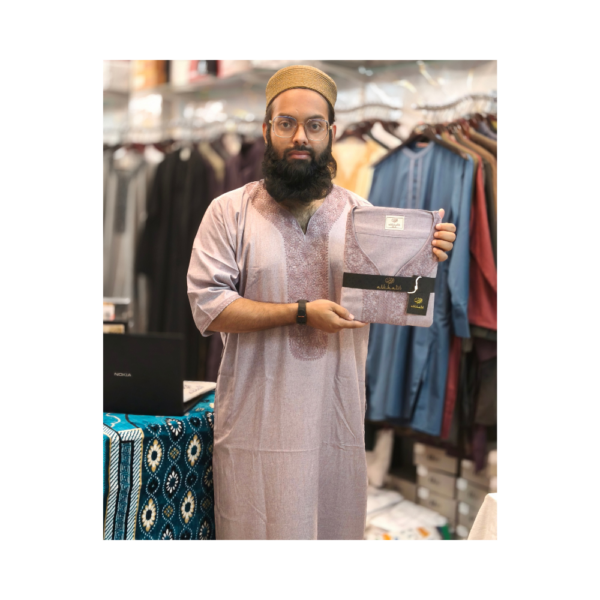 Al Khatib Moroccan Thobe – Dusty Mauve Embroidered Jubba