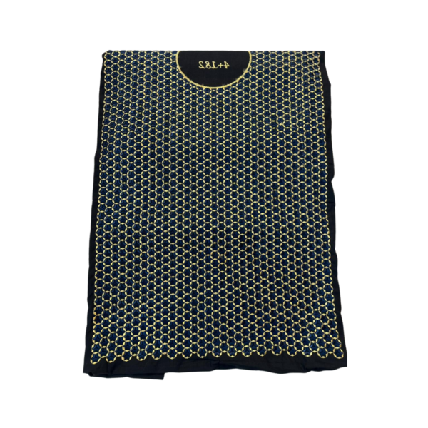 Original Afghani Suit – Navy & Gold Heavy Embroidered Front Panel (4.5 Meter Full Size)