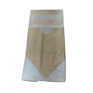 Premium Afghani Suit – White with Golden Embroidered Neck Panel