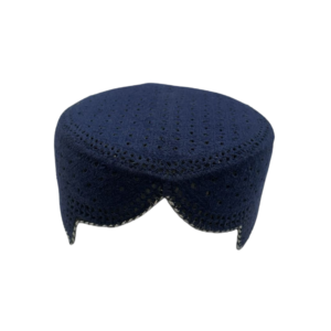 Classic Navy Blue Sindhi Cap – Traditional Perforated Design Topi | Free Size