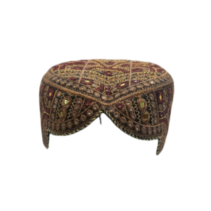 Antique Brown Sindhi Cap – Multicolor Embroidered Traditional Topi | Free Size