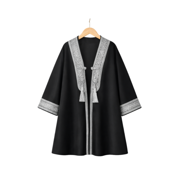 Black & Silver Embroidered Arabian Cloak – Kids Traditional Bisht