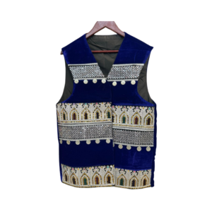 Traditional Afghani Sadri Vest – Royal Blue Embroidered Waistcoat