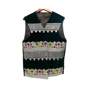Traditional Afghani Sadri Vest – Emerald Green Embroidered Waistcoat