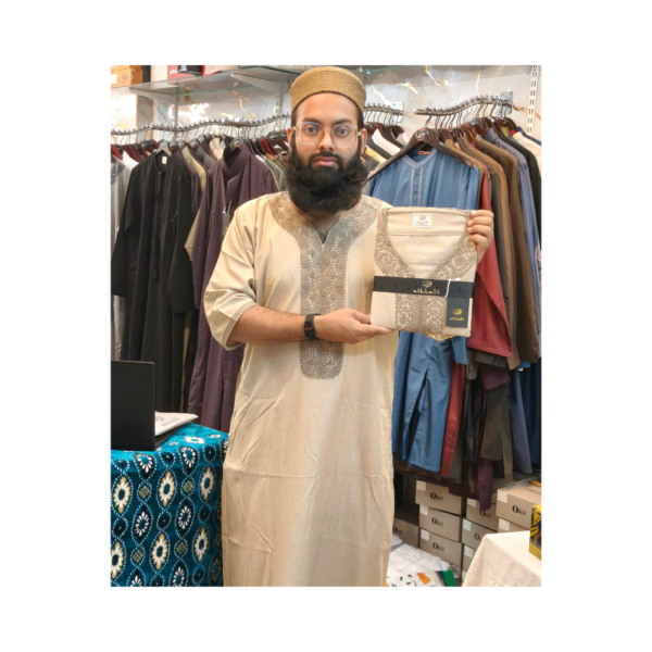 Al Khatib Moroccan Thobe – Classic Cream Embroidered Jubba