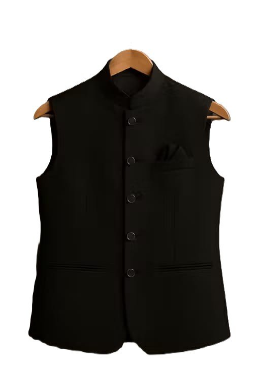 Men’s Classic Black Sadri Waistcoat