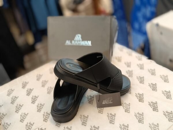AL RAHWAN Black Dual-Texture Comfort Chappal