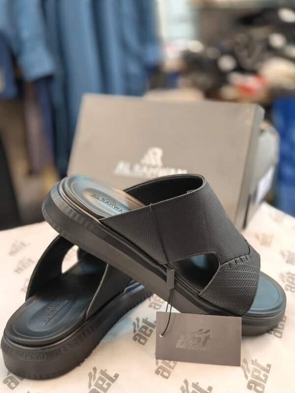 AL RAHWAN Black Dual-Texture Comfort Chappal