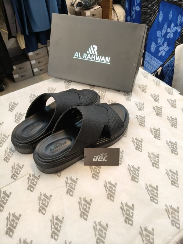 AL RAHWAN Black Dual-Texture Comfort Chappal