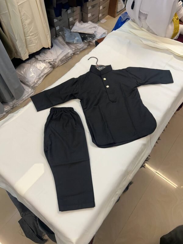 Kids Black Kurta Pajama Set – Newborn Zero Size (13 Inch) | Traditional Baby Ethnic Wear