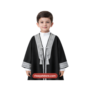 Black & Silver Embroidered Arabian Cloak – Kids Traditional Bisht
