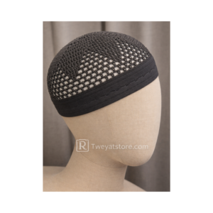 Premium Charcoal Black Kufi Cap – Islamic Prayer Topi (Free Size)