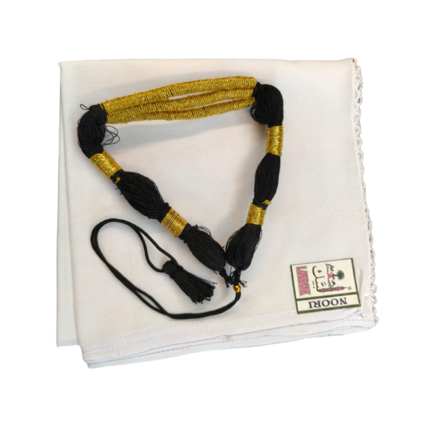 Royal Gold Tassel Iqal with Premium White Shemaq – Arabian Agal Headwear Set | Ceremonial Saudi Style