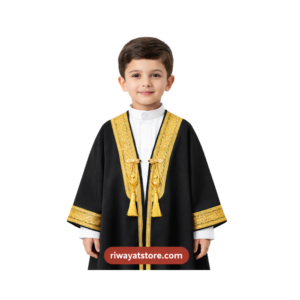 Black & Gold Embroidered Arabian Cloak-Kids Traditional Bisht