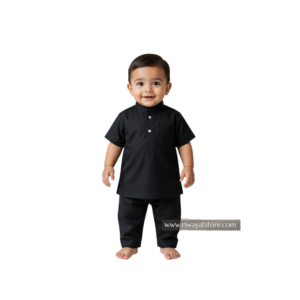 Kids Black Kurta Pajama Set – Newborn Zero Size (13 Inch) | Traditional Baby Ethnic Wear