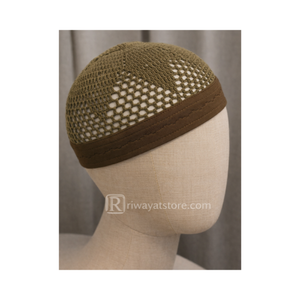 Premium Olive Green Kufi Cap – Islamic Prayer Topi (Free Size)
