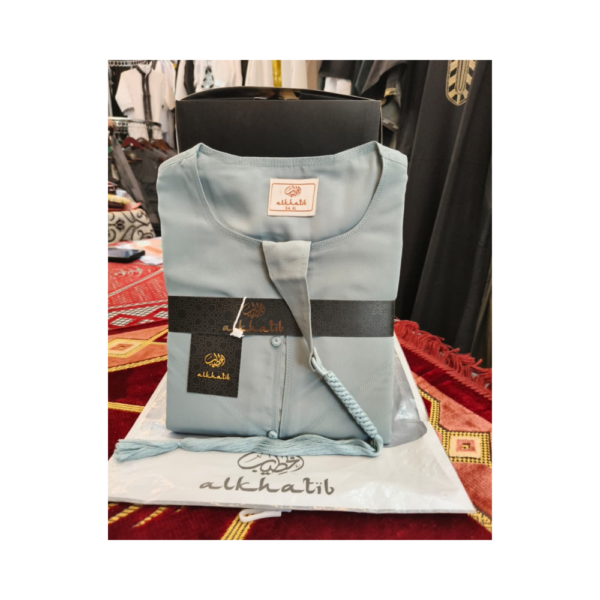 Al Khatib Omani Thobe – Classic Sky Blue Embroidered Jubba