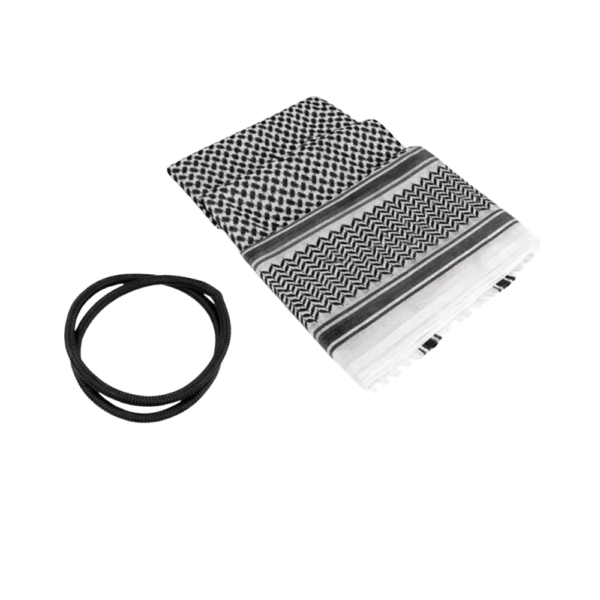 Premium Black & White Shemaq with Iqal – Traditional Arab Headscarf Set (58×58)