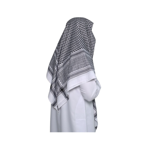 Premium Black & White Shemaq with Iqal – Traditional Arab Headscarf Set (58×58)
