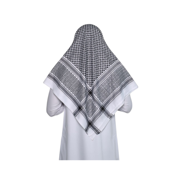 Premium Black & White Shemaq with Iqal – Traditional Arab Headscarf Set (58×58)