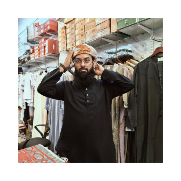 Yemeni Style Embroidered Shemaq – Desert Beige Kashmiri Pattern